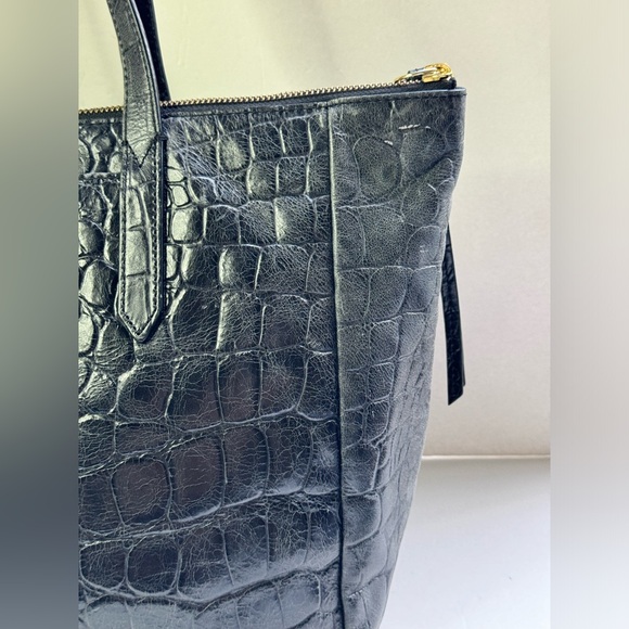 Fossil Sydney Croc Embossed Leather Shopper Tote Bag - Picture 7 of 15